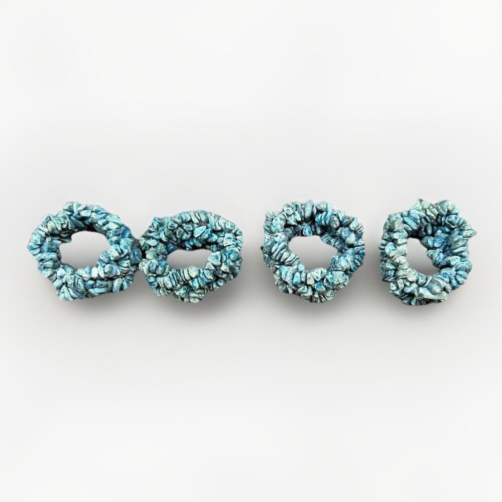 Turquoise Stone Chip Napkin Rings Set Of 4 Blue Table Decor Dining